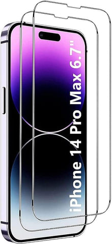 iPhone 14 Pro Max 6.7-inch Protection Kit Bundle - Hybrid-Flex Hard Shell Case with Tempered Glass Screen and Camera Protector - Clear