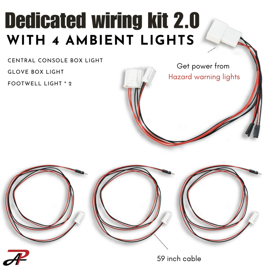 LED Ambient Light Central Console Box Light Footwell Glove Box Bulb Original Reserved Hole with Dedicated Wiring Harness for Toyota Cross Corolla Auris Subaru (4 pcs with 2.0 cable) - 88PRINTERS.COM