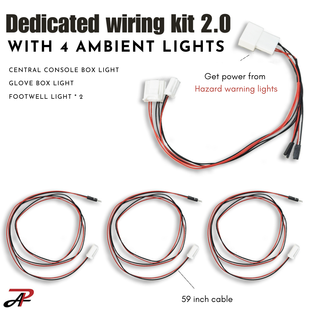 LED Ambient Light Central Console Box Light Footwell Glove Box Bulb Original Reserved Hole with Dedicated Wiring Harness for Toyota Cross Corolla Auris Subaru (4 pcs with 2.0 cable) - 88PRINTERS.COM