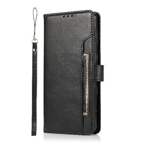 Folio Wallet Black Vegan Leather Case - Samsung Galaxy S21 Ultra