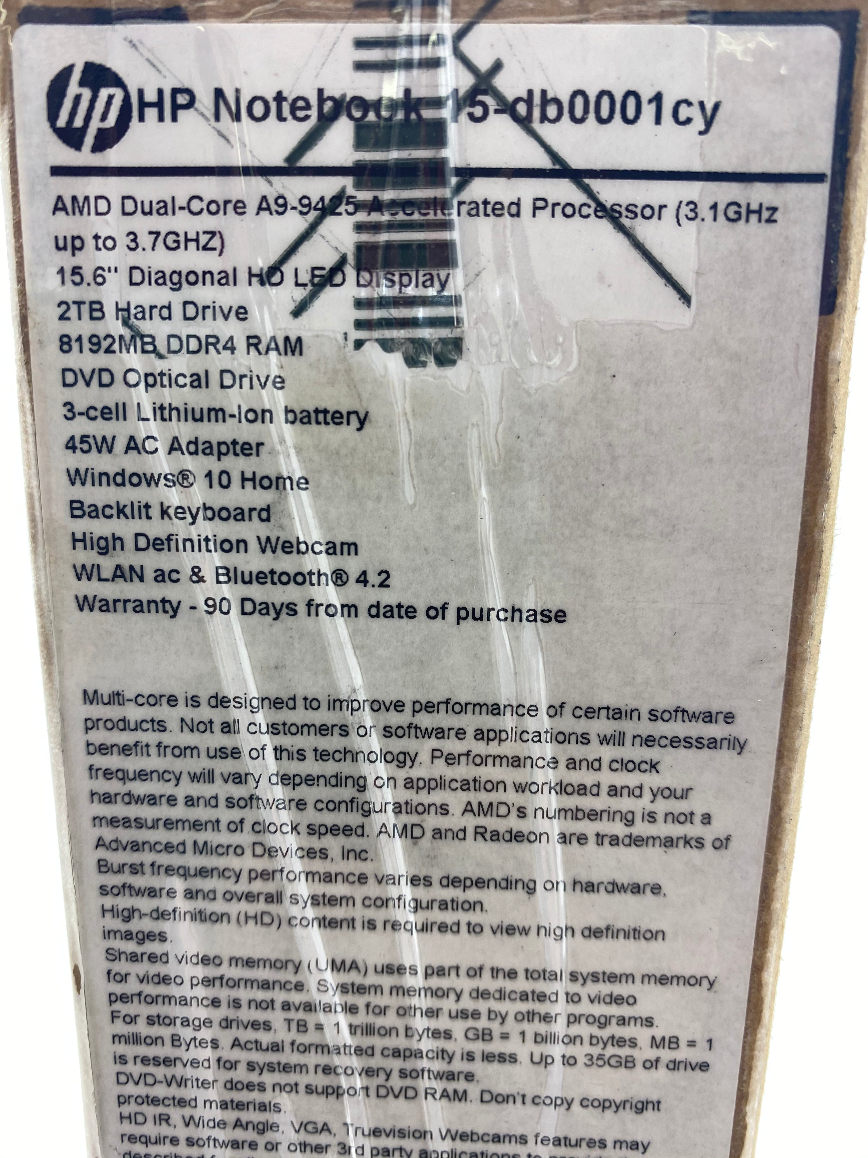 Recertified - HP Laptop 15-DB0001CY AMD A9-Series A9-9425 (3.10 GHz) 8 GB Memory 2 TB HDD AMD Radeon R5 Series 15.6" Windows 10 Home 64-bit